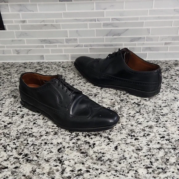 Allen Edmonds Leiden Black Leather Wingtip Brogue Derby Dress Shoes Mens 12 Mens Allen Edmonds Leiden Black Leather Lace Up Wingtip  main image 2